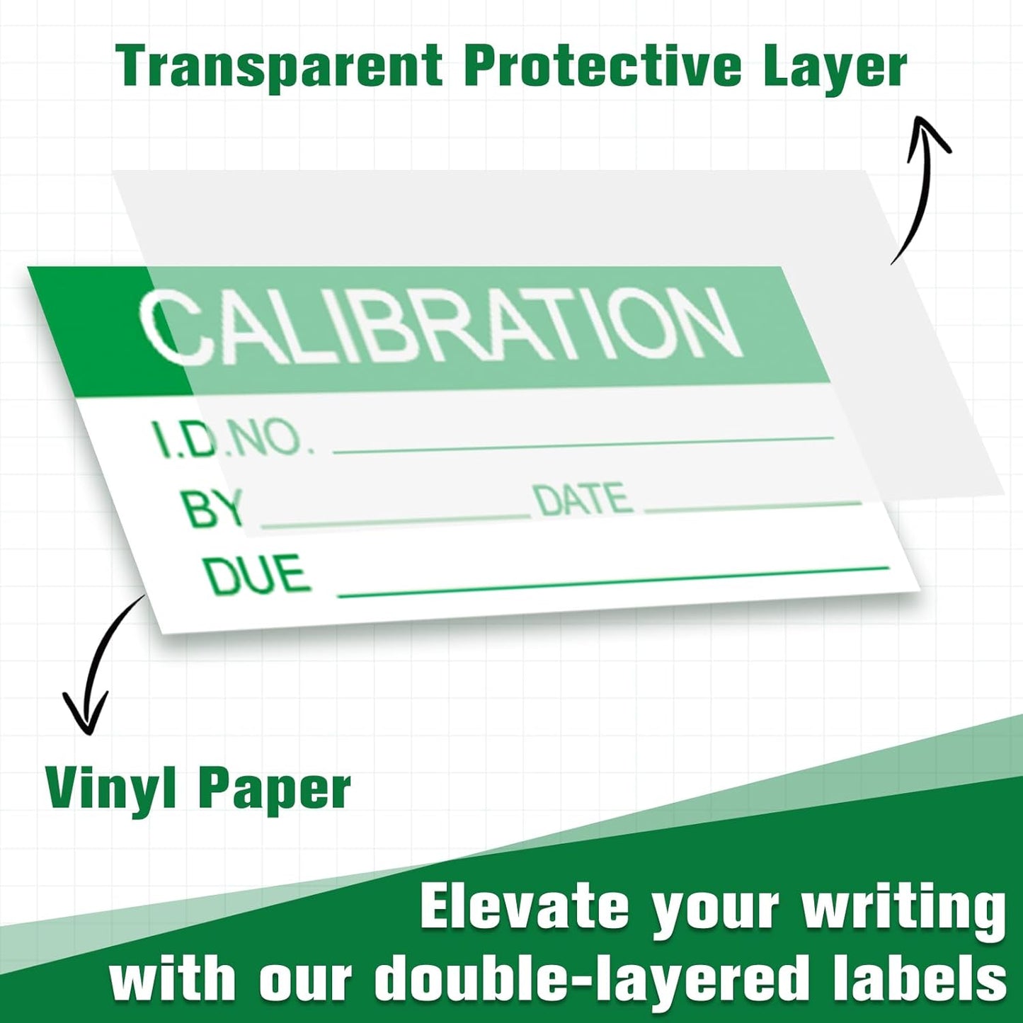 Harloon 210 Pcs Mini Self Laminating Calibration Labels 1.5"x0.625" Waterproof Adhesive Stickers with Clear Flap for Nist and Iso-900 Calibrations, Inventory, Quality Control Organization