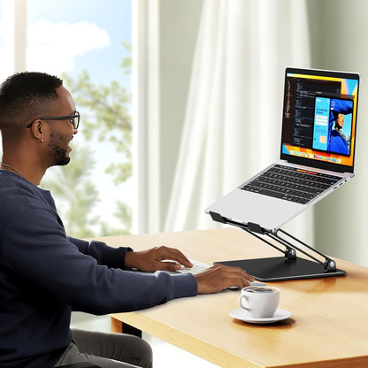 BESIGN LS10 Aluminum Laptop Stand, Ergonomic Adjustable Notebook Tablet Stand, Computer Holder Compatible with Air, Pro, Dell, HP, Lenovo More 10-14" Laptops, Silver