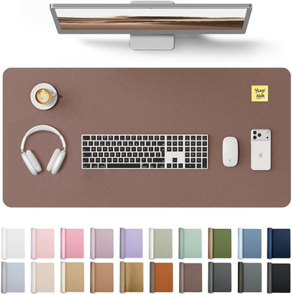 YSAGi Leather Desk Protector, Office Mat, Large Mouse Mat, Non-Slip PU Leather Blotter, Laptop Pad, Waterproof Writing Pad for Office and Home (Light Pink, 23.6" x 13.8") - Colors B