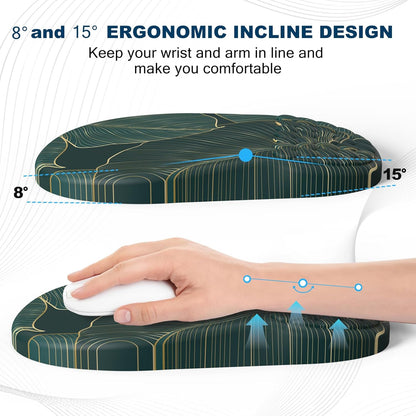 Ergonomic Mouse Pad and Keyboard Wrist Rest with Massage Design, Space-Saving Mouse Pad Wrist Support, Memory Foam Wrist Rest with Non-Slip PU Base for Computer Desk, Black