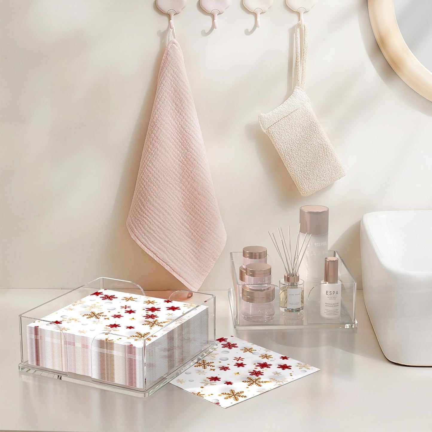 Transparent Acrylic Napkin Holder Clear Guest Paper Disposable Hand Towel Dispenser Tray Organizer For Table Home Kitchen Restaurant and Hotel Business