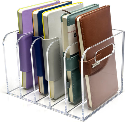 Acrylic Magazine File Holder, 3 Vertical Compartments Desk Document Sorter Organizer, Clear Folder Rack Binder for Office/Documents/Classroom, for Home, Tablet, Magazines, Books & Accessories