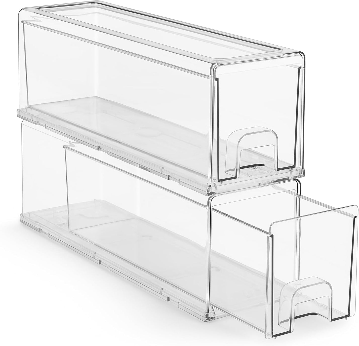 Sorbus Small Clear Stackable Storage Drawers – 4-Pack Plastic Organizer Bins with Handles – Stackable Pull-Out Storage Drawers for Closet, Pantry, Office, Bathroom, Craft, and Toy Organization