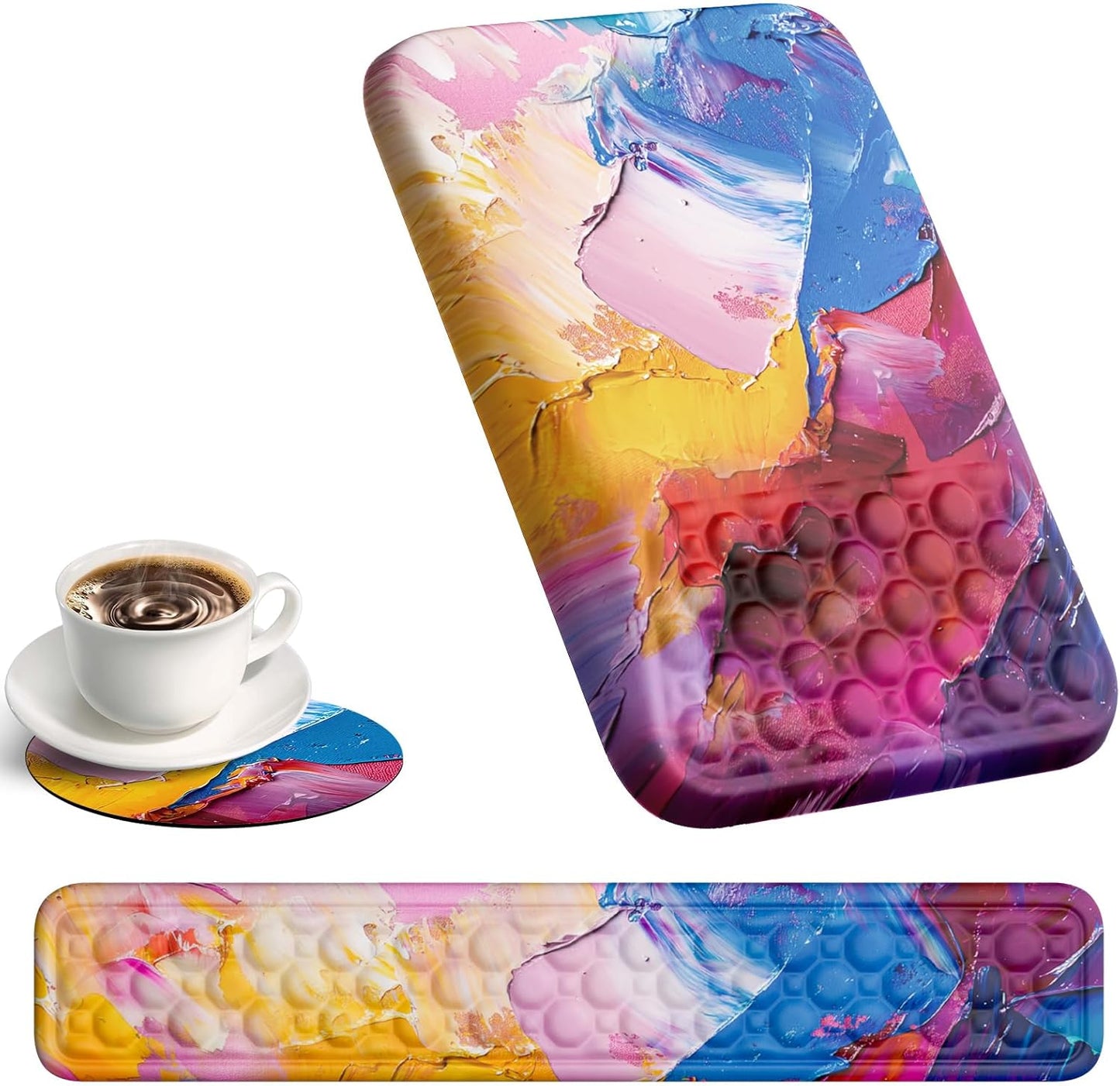 Ospelelf Mouse Pad with Wrist Rest and Keyboard Wrist Rest, Ergonomic Wrist Rest for Computer, Office, Gaming, Pink