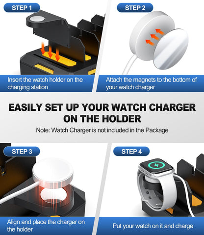 Charging Station for Multiple Devices, Honcila 6 in 1 Multi Charger Station Charging Dock for Cellphone Tablet iPhone iPad and More - 50W Charging Station Organizer with 6 Mixed Charging Cables