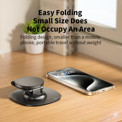 Magnetic Phone Stand for Desk 360 Rotating Adjustable Foldable Aluminum for MagSafe Cell Phone Stand Holder with Non-Slip Base Desk Stand for iPhone 17 16 Pro Max/15/14/13/12 Plus Air (White)