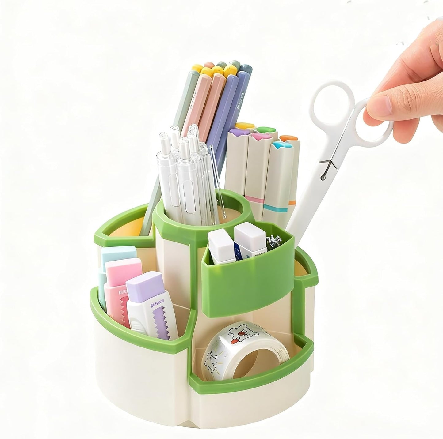Pencil Pen Holder Desk Organizers Green Desktop Storage Stationery Supplies, Cute Cup Pot for Office, School, Art Supply