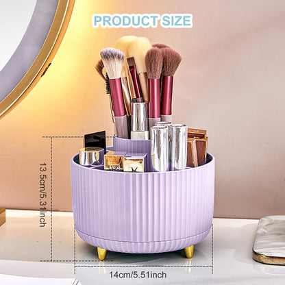 Cayxenful Pencil Holder For Desk,5 Slots 360°Degree Rotating Desk Organizers And Accessories,Desktop Storage Stationery Supplies Organizer, Cute Pencil Cup Pot For Office, School, Home (B-White)