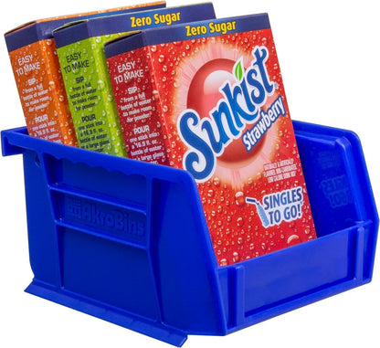Akro-Mils 30210 AkroBins Plastic Storage Bins, Space-Saving Stackable Bins for Garage, Pantry, Craft Organization, 5" x 4" x 3", Stone, 6-Pack