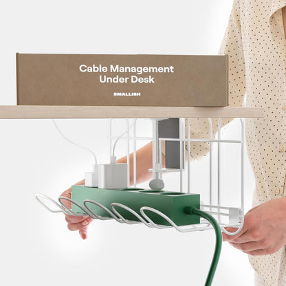 CarryUp Under Desk Cable Tray, No Drill Wire Management Clamp, Computer Cord Organizer, Cable Hider & Holder, Cord Keepers for Home Office Organization, Powder Coated Metal, Easy Install - Grey