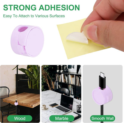 PATIKIL Cable Organizer Holder, 3 Pcs Magnetic Spring Desk Cable Management Clips Adhesive Cord Holder Keeper for Office Desktop Wall Car, Purple