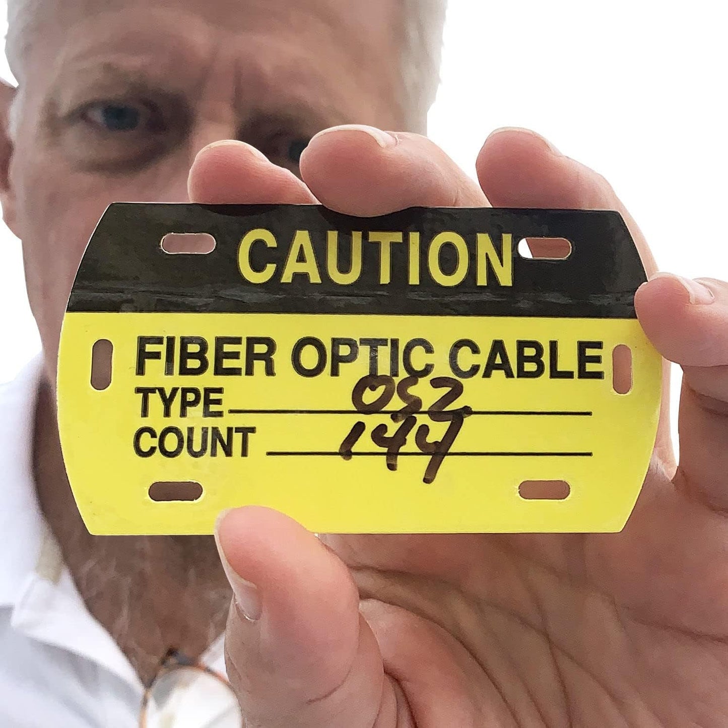 SmartSign Caution Fiber - Optic Cable Tags | 3.5" x 2" Self-Laminating ID Labels,16 mil HDPE, Pack of 50, Made in USA