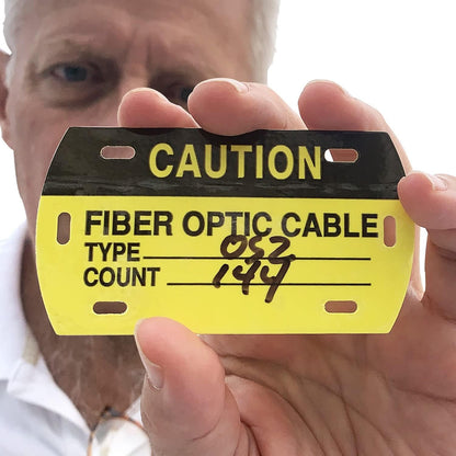 SmartSign Caution Fiber - Optic Cable Tags | 3.5" x 2" Self-Laminating ID Labels,16 mil HDPE, Pack of 50, Made in USA