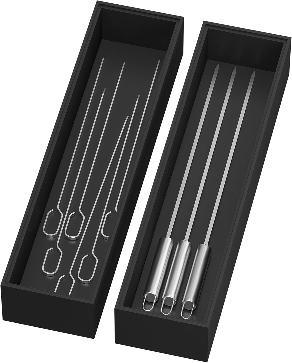 Lixple Bamboo Drawer Organizer, Cutlery Silverware Organizer for Kitchen Drawer, Stackable Utensil Organizer, 2 Pcs Flatware Organizer for Drawer, Wooden Storage Box Tray (Bamboo, 9 X 6 X 2 Inch)