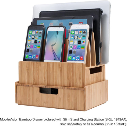 Mobilevision Bamboo Drawer, Stackable Storage Solution for office products pens, pencils, scissors, notepads, business cards and more