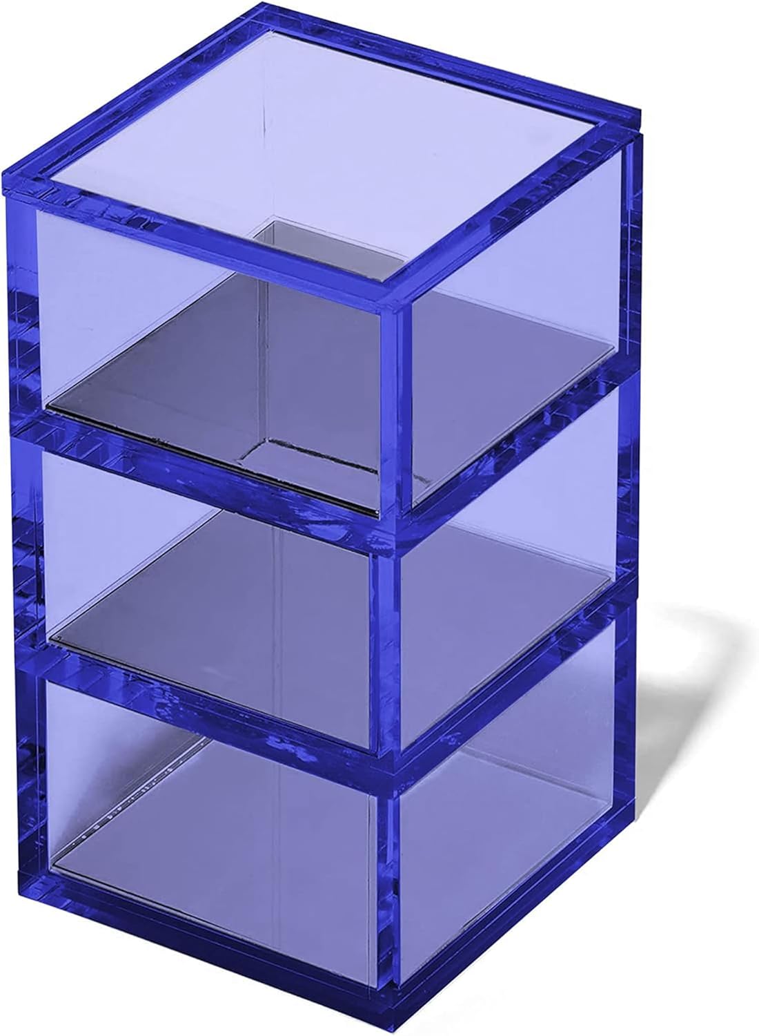 OfficeGoods 3-Tier Stackable Acrylic Holder- Stylish Desk Organizer and Storage for Office or Home – Transparent Round Design with Gold Metal Base