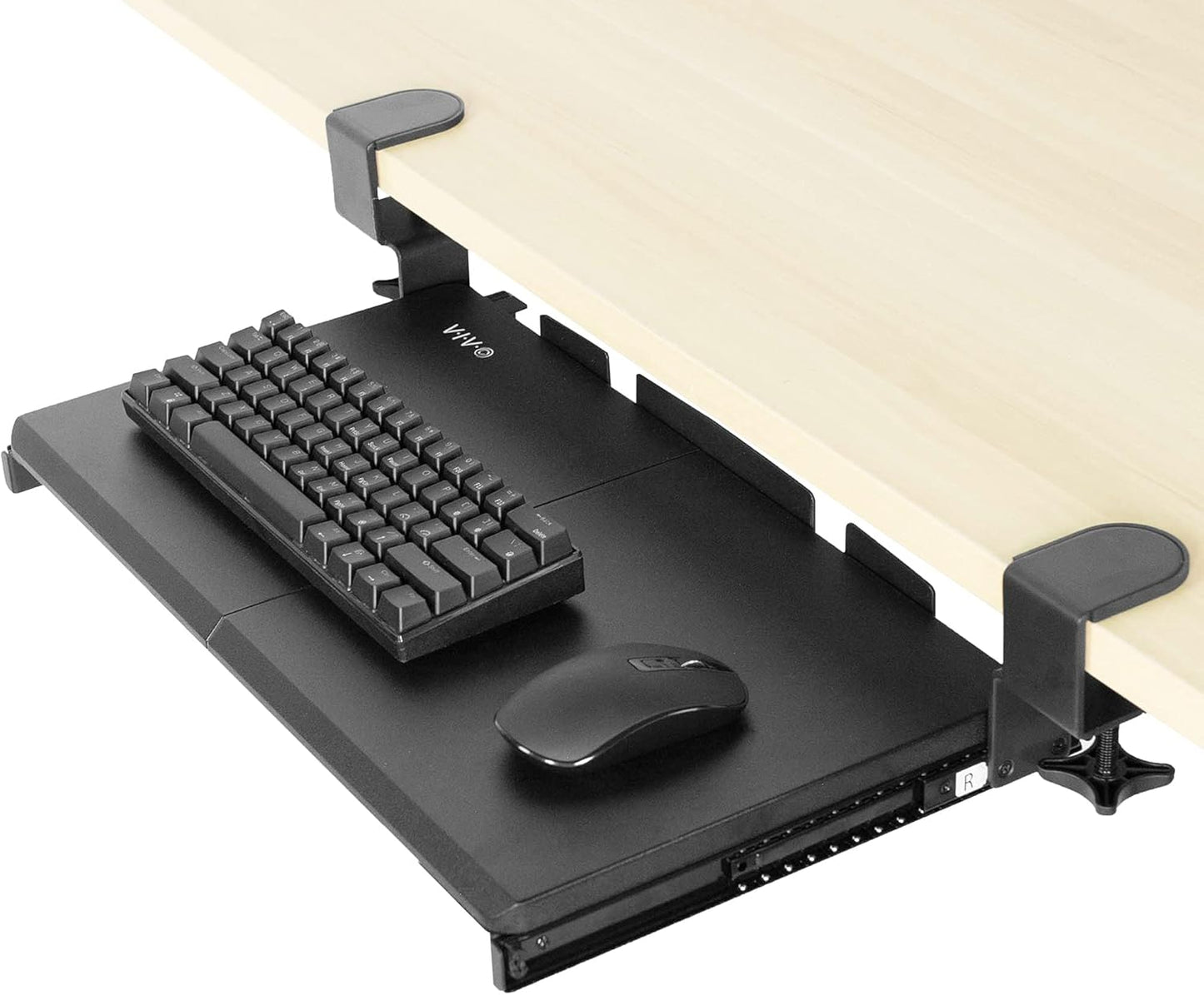 VIVO Large Clamp-on Computer Keyboard and Mouse Under Desk Slider Tray, 27 x 11 inch Pull Out Platform Drawer, White, MOUNT-KB05W