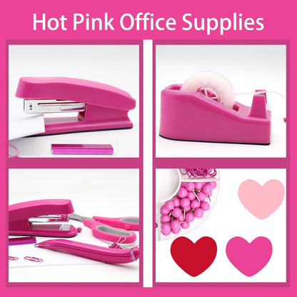 Gold Office Supplies,UPIHO Gold Desk Accessories,Stapler and Tape Dispenser Set with Large Stapler,Tape Dispenser, Staple Remover, Staples, Clips,Scissor,Pen and Sticky Notes,Gifts for Office Clerks