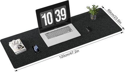 Felt Desk Mat | Computer Mat for Desk(36x12Inches) | Large Felt Mouse Pad and Keyboard Mat | Desk Protector for Office | Dark Gray
