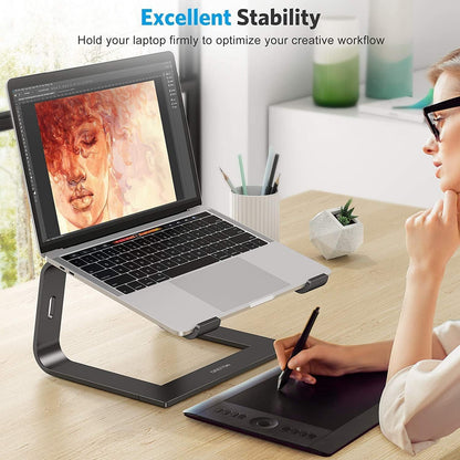 OMOTON Laptop Stand, Detachable Laptop Mount, Aluminum Laptop Holder Stand for Desk, Compatible with MacBook Air/Pro, Dell, HP All Laptops (11-16 inch), Silver