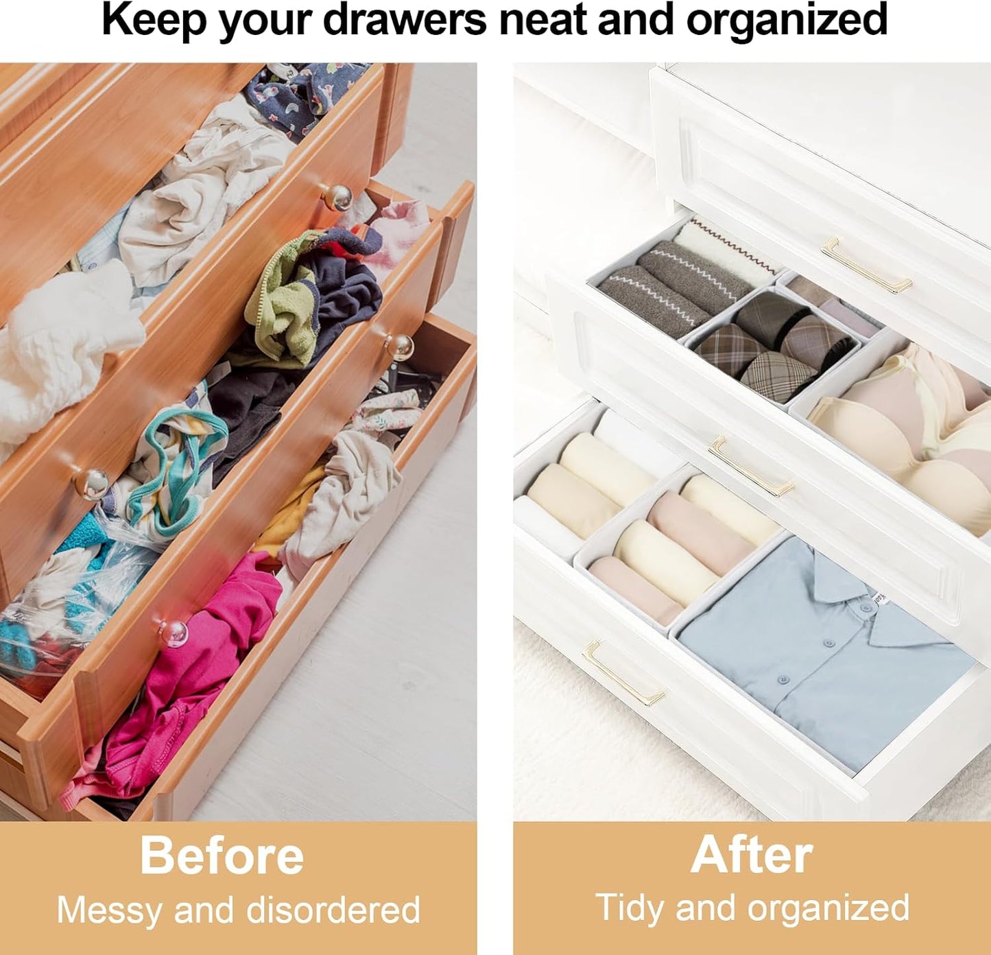 Fordonral 12 Pack Drawer Organizer Clothes, Foldable Fabric Dresser Organizer Closet Organizers and Storage Box for Underwear,Folded Clothes,Baby Clothing,Socks,Bra,Towels,Ties(12 Pack,Gray)