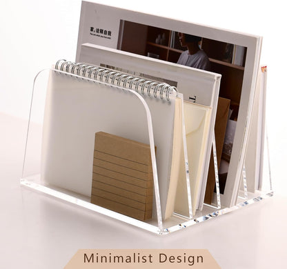 YUXUN Clear Acrylic Desktop File Sorter Organizer,Upright File Organizer, 3-Section Bookshelf for Home Office & Classroom
