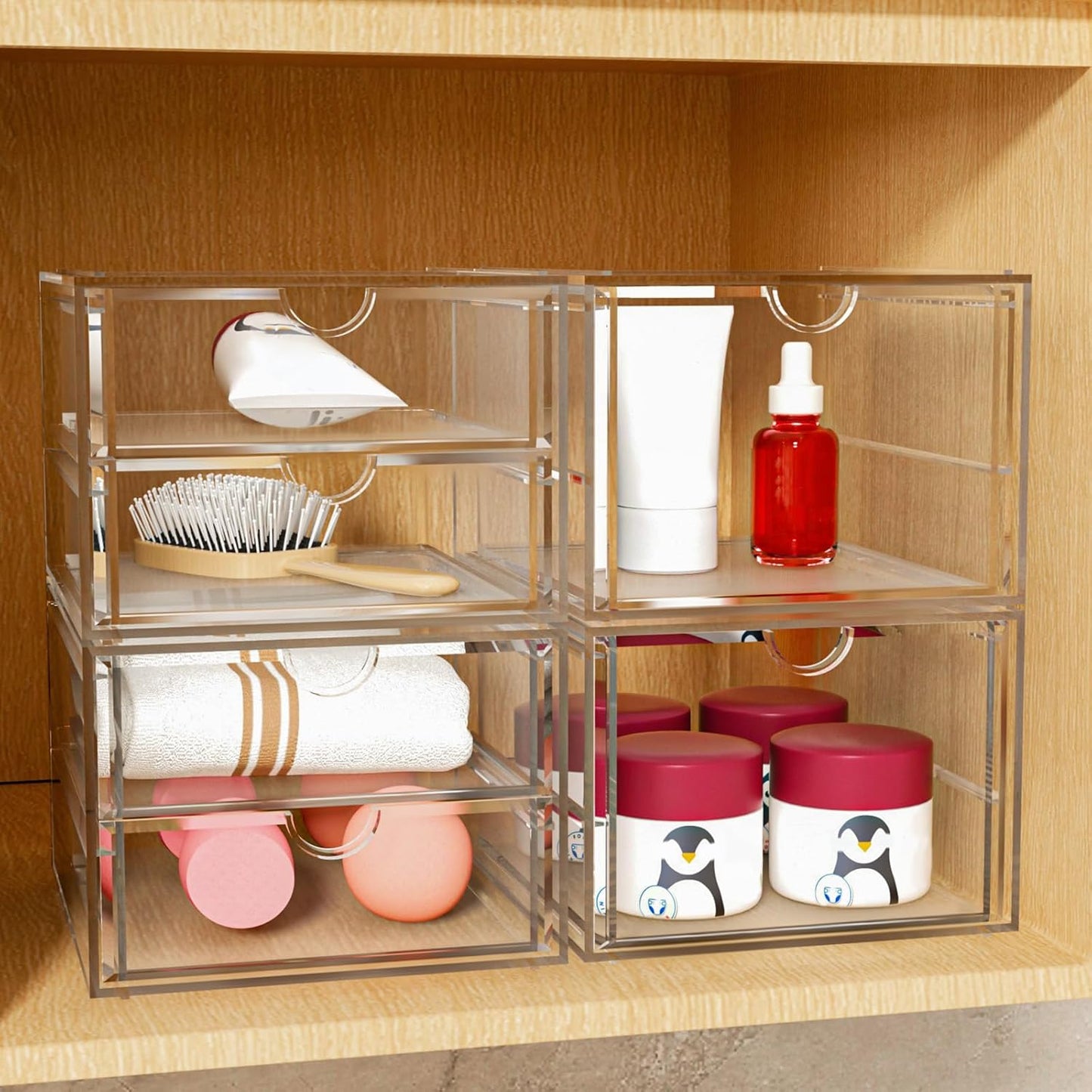 caktraie Versatile Acrylic Makeup Organizer, Drawer Organizer - Transparent Desktop Storage for Cosmetics, Office Supplies & More - Clear Organizer for Home & Office Use