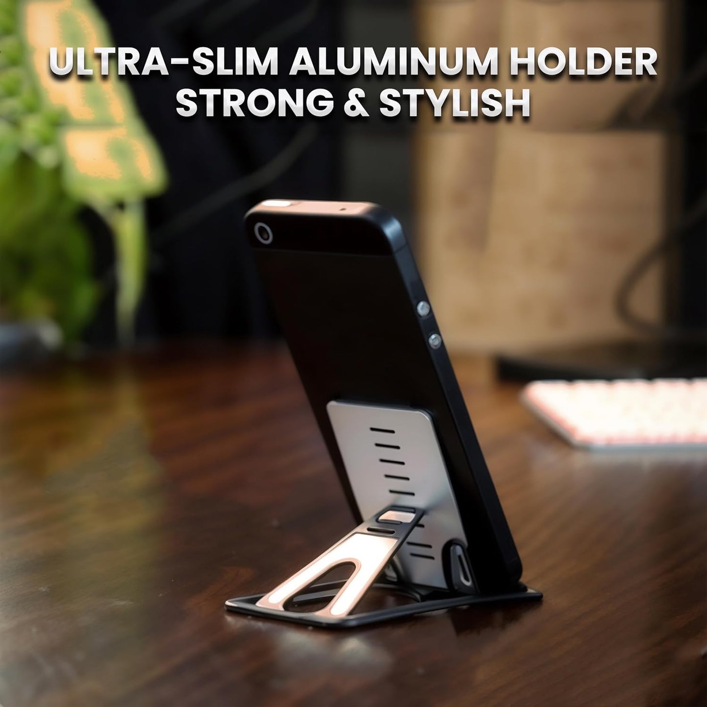 Foldable Phone Stand for Desk | Six Position Adjustable Folding Bracket for Cell Phone | Black Cellphone Holder for Desk & Smartphone Stand | Cellphone & Accessories for Men & Women