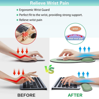 Mouse Pad with Wrist Rest Set, Qomolama 3-in-1 Wrist Support Mouse Pad Set, Floral Gaming Mousepad with Anti-Skid Base,Ergonomic Mouse Pad,Memory Foam Keyboard Gel Wrists Rest