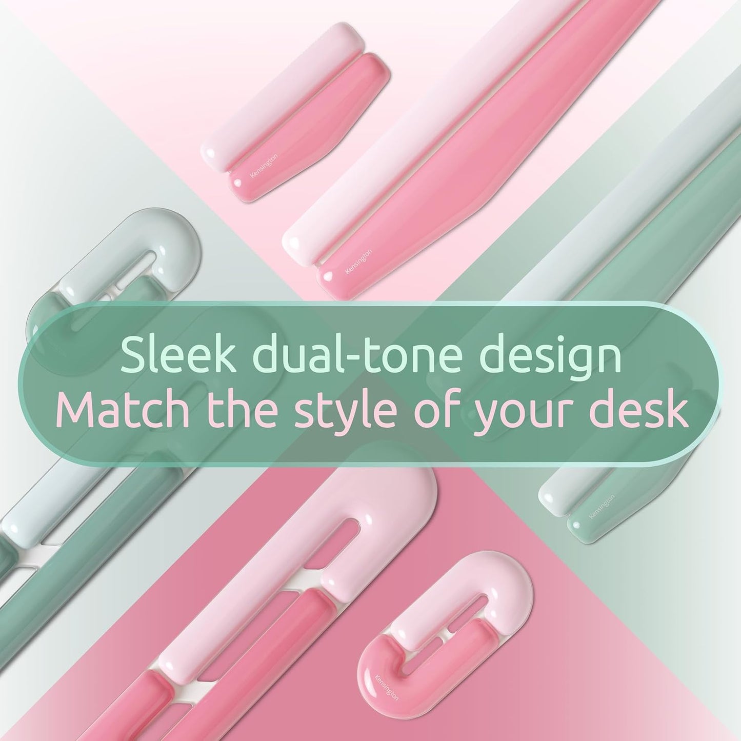 Kensington Duo Gel Loop Wrist Rest for Keyboard, Wrist Pad for Full Size Keyboard, Ergonomic Wrist Pad, Non-Skid Computer Pad with Wrist Support, Pink K62679WW, 17.7" x 3.7"x 0.9”