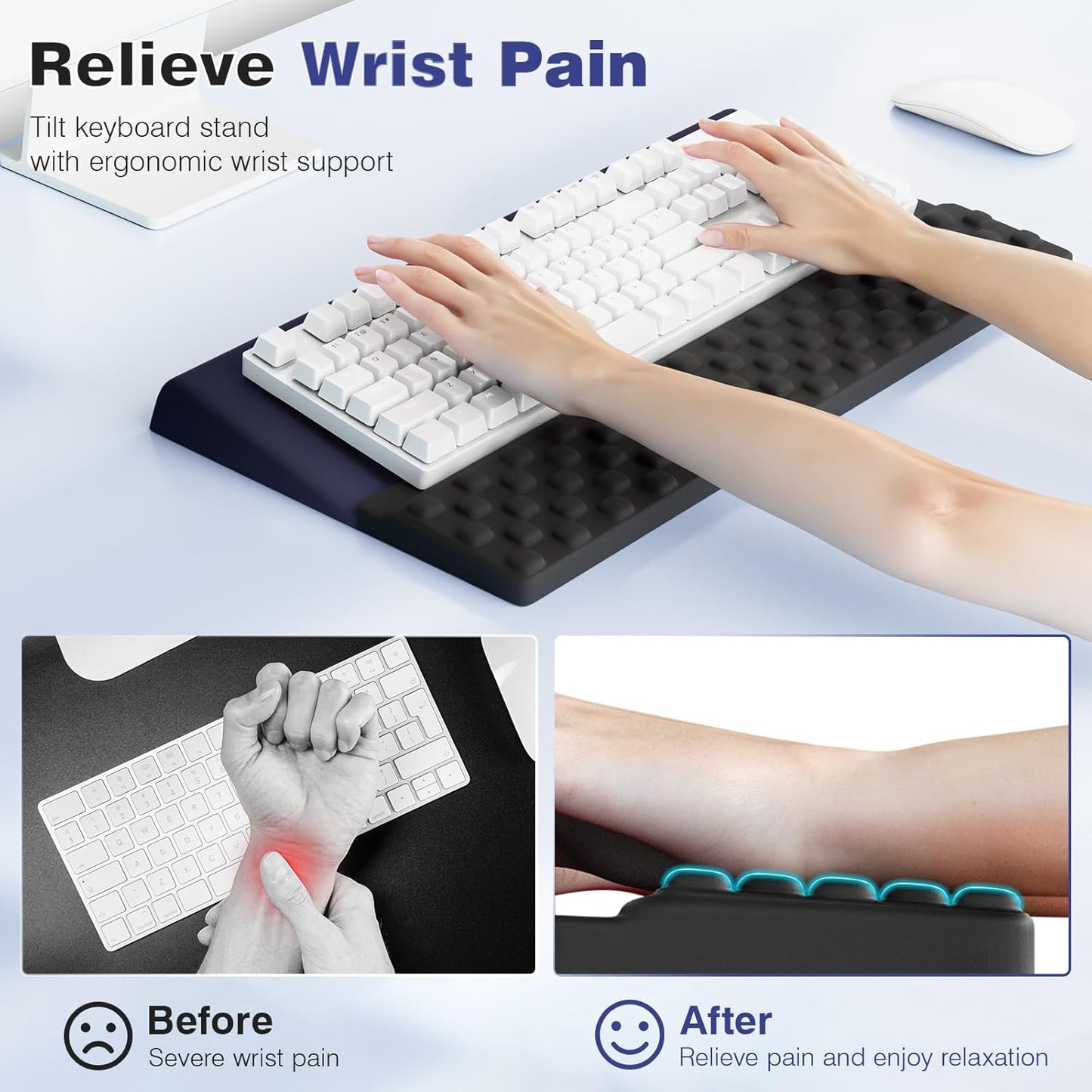 Ospelelf Keyboard Wrist Rest, Comfortable Ergonomic Keyboard Stand Riser Holder for Office Home
