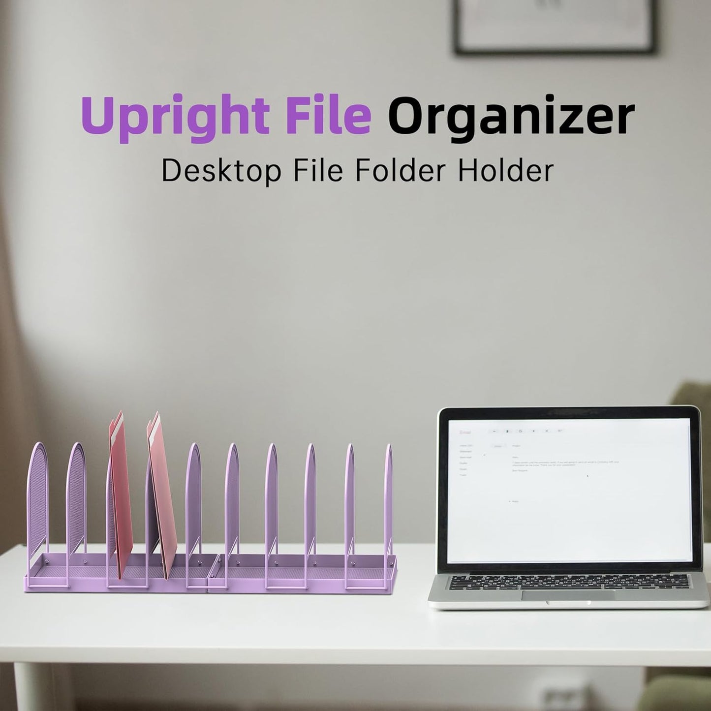 SUPEASY File Organizer for Desk, 5-Section Mesh Desk Organizer, Vertical File Holder Desktop Organizer File Sorter, File Folder Holder for Office Supplies, Black