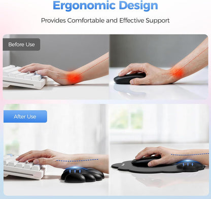TECKNET Cloud Mouse Pad with Wrist Rest, Ergonomic Cloud Wrist Rest with Non-Slip Base, PU Leather Memory Foam Mouse Pad Wrist Support for Keyboard and Mouse, Pain Relief for Typing, Gaming, White