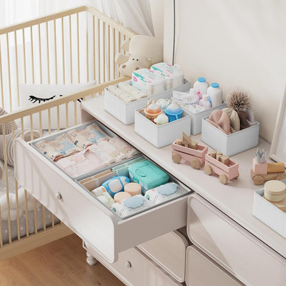 DIMJ Drawer Organizer Clothes - 20 Pack Closet Drawer Organizer Bins for Baby Clothes Storage, Fabric Dresser Organizer for Nursery Bedroom, Foldable Small Drawer Dividers for Underwear Socks