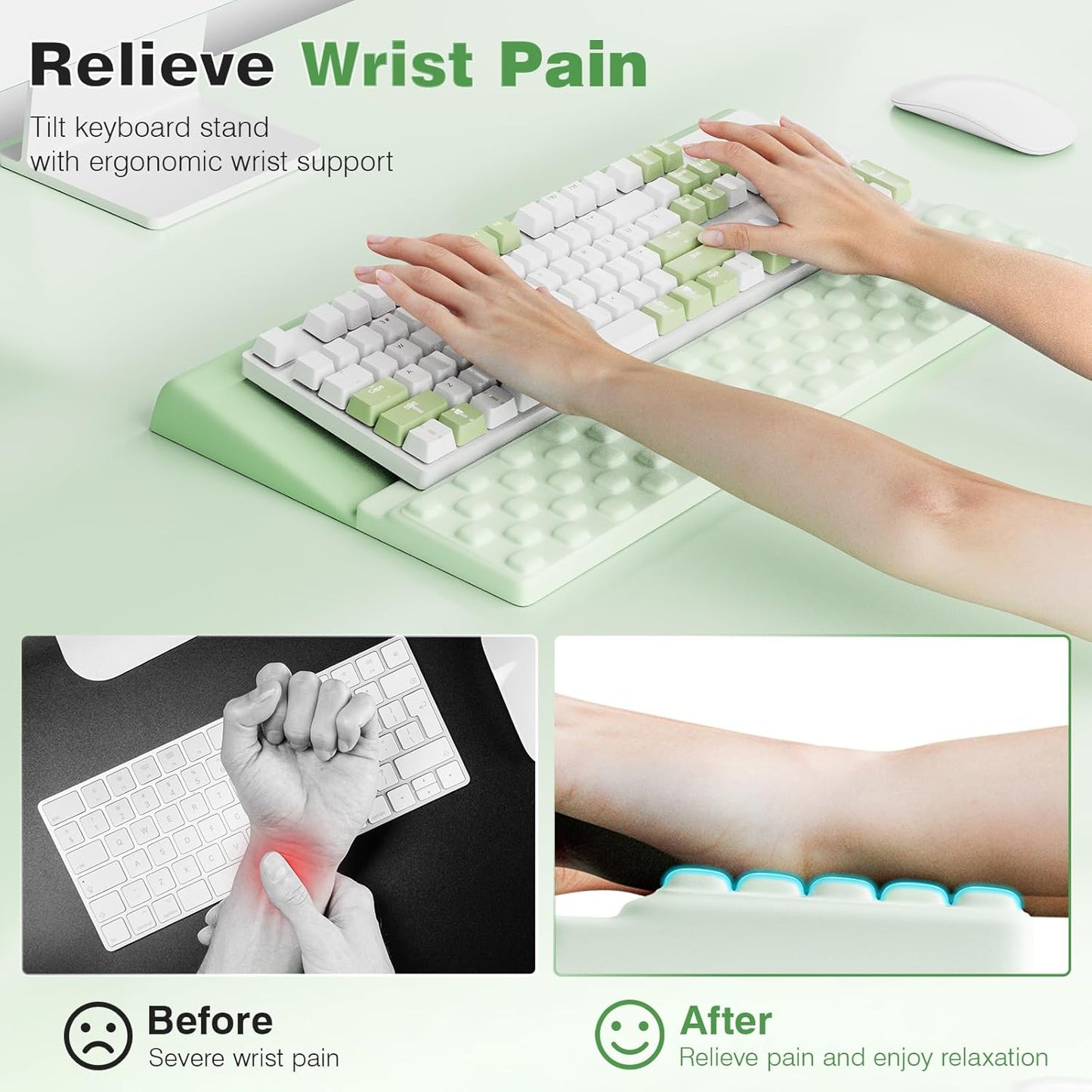 Ospelelf Keyboard Wrist Rest, Comfortable Ergonomic Keyboard Stand Riser Holder for Office Home