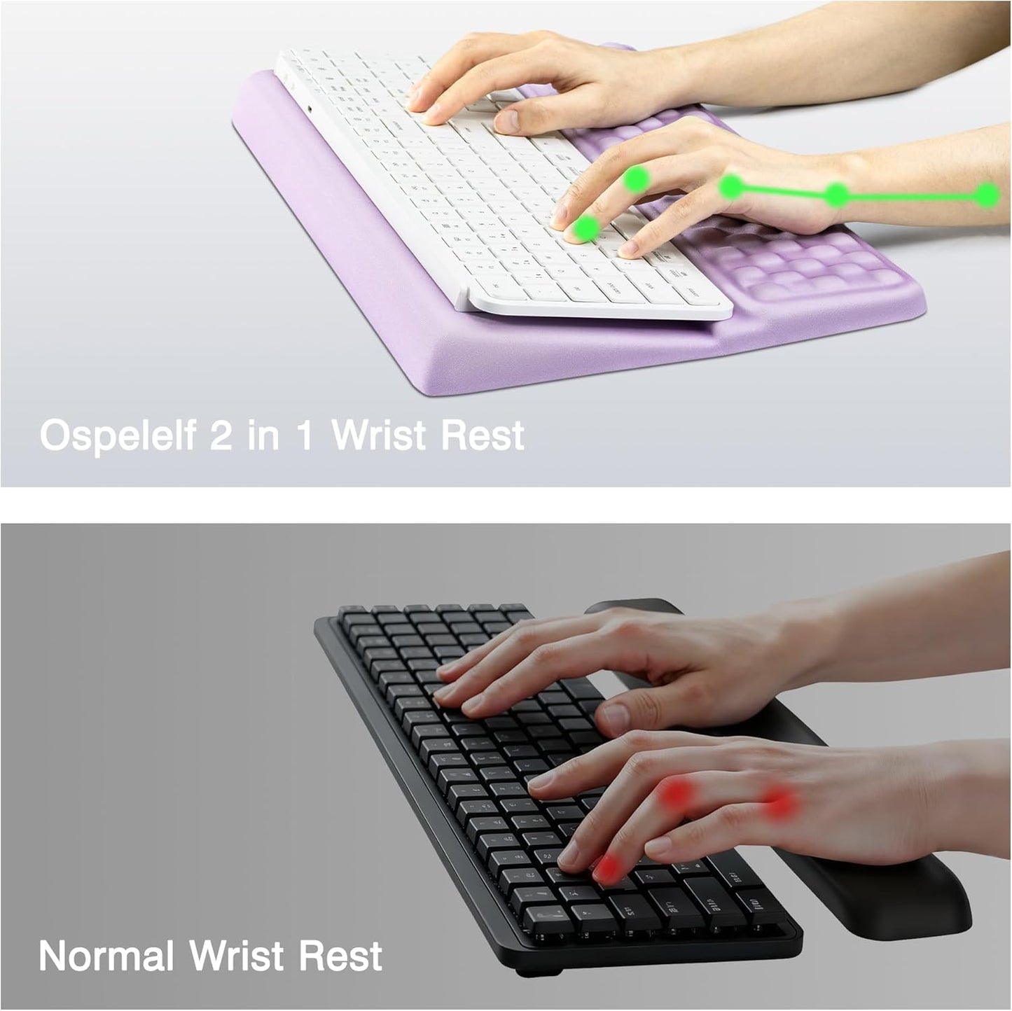 Ospelelf Keyboard Wrist Rest, Comfortable Ergonomic Keyboard Stand Riser Holder for Office Home