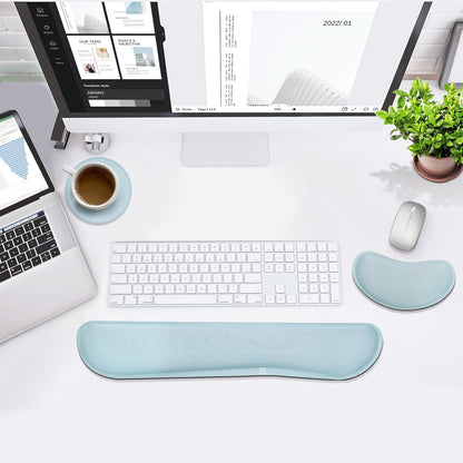 Gimars Upgrade Enlarge Silky and Superfine Fabric Gel Memory Foam Keyboard Wrist Rest Set, Ergonomic Keyboard Mouse Wrist Support for Typing Pain Relief, Comfort for Office, Gaming, Computer