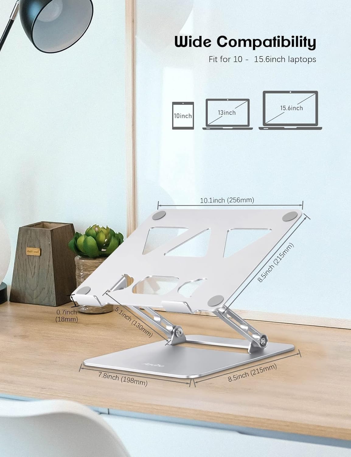Aoviho Adjustable Laptop Stand for Desk,Portable Laptop Stand Holder and Riser,Foldable Aluminum Notebook Computer Stands for MacBook Air Pro HP Lenovo Dell Samsung Chromebook, 10-15.6 inch, Purple