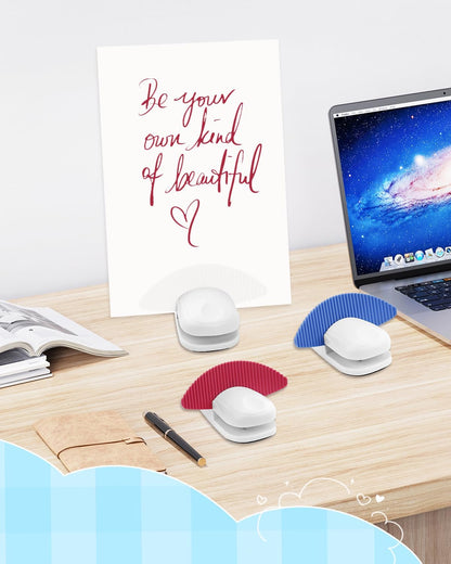 UCEC 3 Pack Paper Holder Stand for Typing – Portable Desktop Document Holder Clamp for A4 Papers and Copies, Non-Slip Typing Stand Copy Holders for Office, Home, Study, and Reading (White Blue Red)