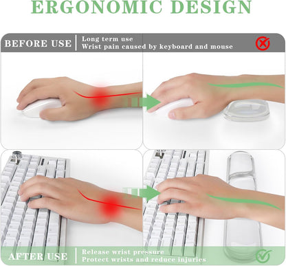 Wrist Rest for Keyboard- Ergonomic Gel Keyboard Wrist Rest and Mouse Pad Set, Non-Slip PU Base for Office, Laptop & Gaming - Green