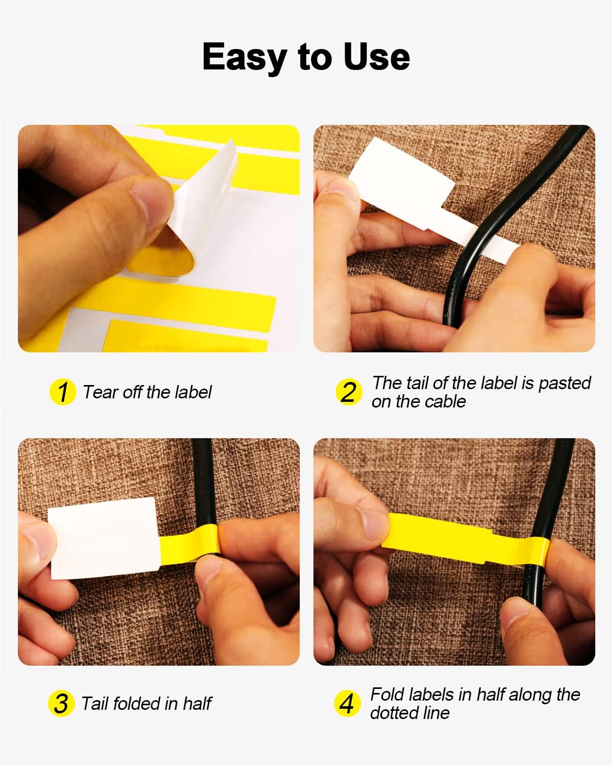270 Pcs Cable Labels - 9 Colors, Waterproof, Self-Adhesive, Tear Resistant Wire Labels for Electronics & Laser Printer