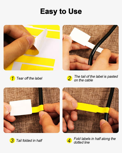 270 Pcs Cable Labels - 9 Colors, Waterproof, Self-Adhesive, Tear Resistant Wire Labels for Electronics & Laser Printer