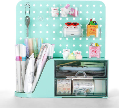 Comix 360° Rotating Pen Holder for Desk, Cute Pencil Holder Pen Organizer, Beige Acrylic Pencil Cup Caddy with 5 Slots for Home School Office Supplies