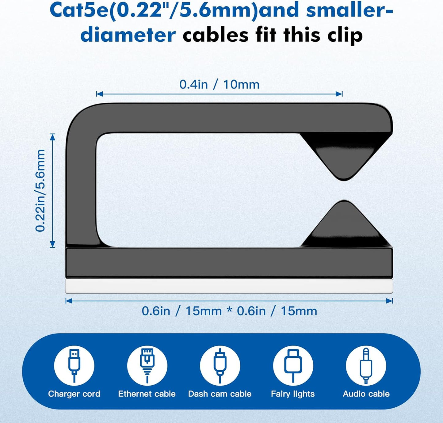60Pcs Cable Clips, Small, Clear, Adhesive Wire Clips, Cable Management Wire Organizer Cord Holder for Under Desk, Car, Wall, TV PC Ethernet Cable