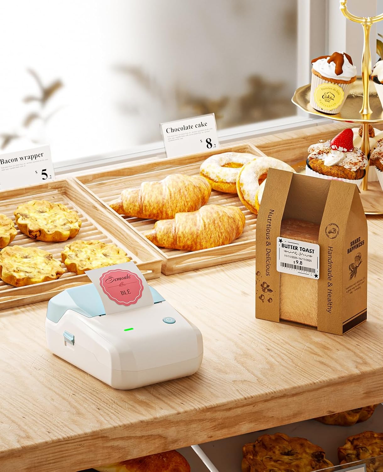 NIIMBOT B1 Label Maker Machine, Thermal Label Printer Easy to Use for Office, Home, Business, Came with 1 Roll White Label(Blue)