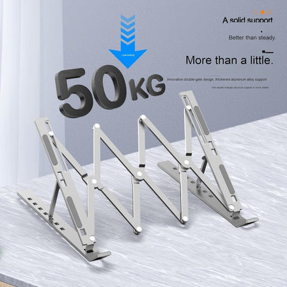 Ergonomic 7-Levels Angles Adjustable Laptop Stand, Portable Laptop Stand for Desk, Aluminum + Silicone Foldable Ventilated Cooling Laptop Riser for 10-17” Laptops, Tablets (Silver)