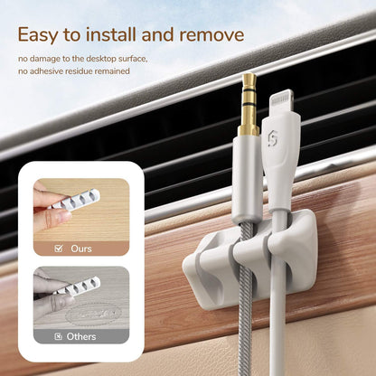 Syncwire Clear Cable Clips - Cord Holders - Self Adhesive Cable Management Organizer - Home, Office, Cubicle, Car, Nightstand, Desk Accessories - Gift Ideas Men, Women, Dad, Mom (5 Packs/15 Slots)