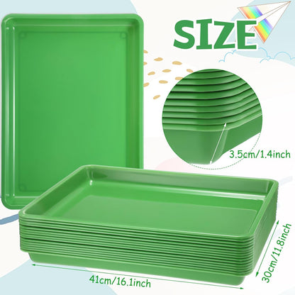 Hoteam 10 Pcs Flat Storage Organizer Tray Bin Paper Tray for Classroom Plastic Stackable File Organizer for School Office Teacher Book Organization(Clear,13.78 x 9.84 x 3.15 Inch)
