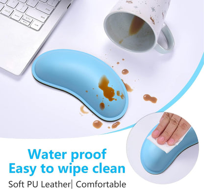 Dapesuom Keyboard Wrist Rest Set, Cute PU Leather Wrist Cushion for Computer Keyboard and Mousepad, Memory Foam Mouse Pad Rests Support with Non-Slip Base for Typing Pain Relief Laptop, Colonial White