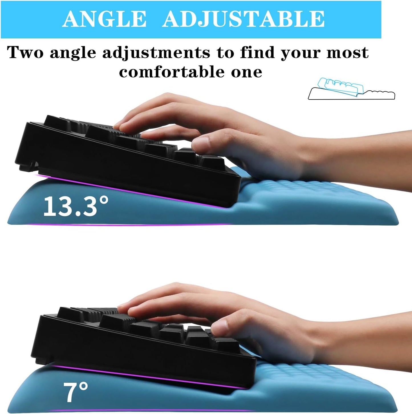 Computer Keyboard Stand Pad with Wrist Rest, Ergonomic Comfy Tilted Keyboard Stand Riser Holder Pad for Office Home (Black)